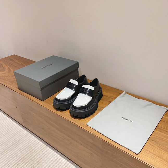 BALENCIAGA 25S LOAFERS IN BLACK MIX WHITE CALFSKIN