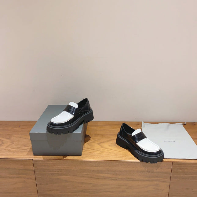 BALENCIAGA 25S LOAFERS IN BLACK MIX WHITE CALFSKIN