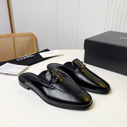 FLAT MULE IN BLACK LAMBSKIN 983818