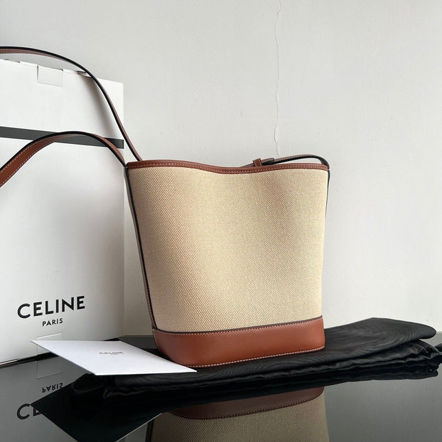 BUCKET CUIR TRIOMPHE 24 BEIGE BROWN CALFSKIN