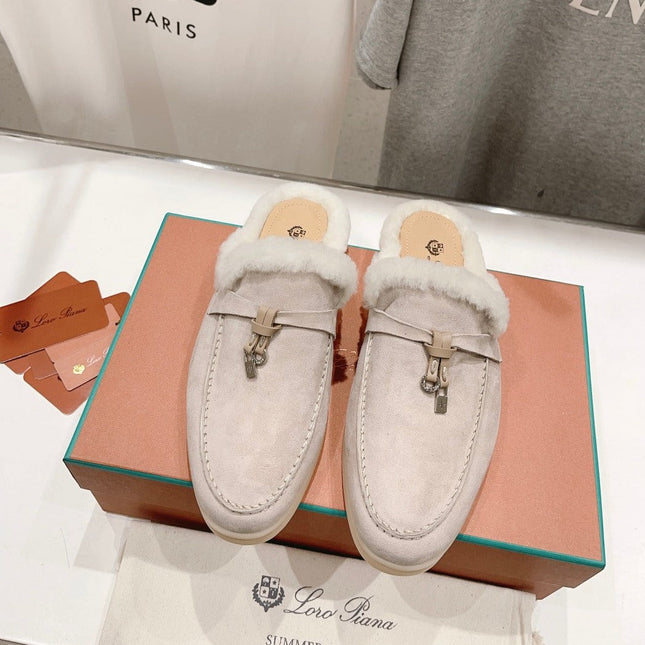 LP CHARMS WALK BABOUCHE LOAFERS CREAMY WHITE FLEECE