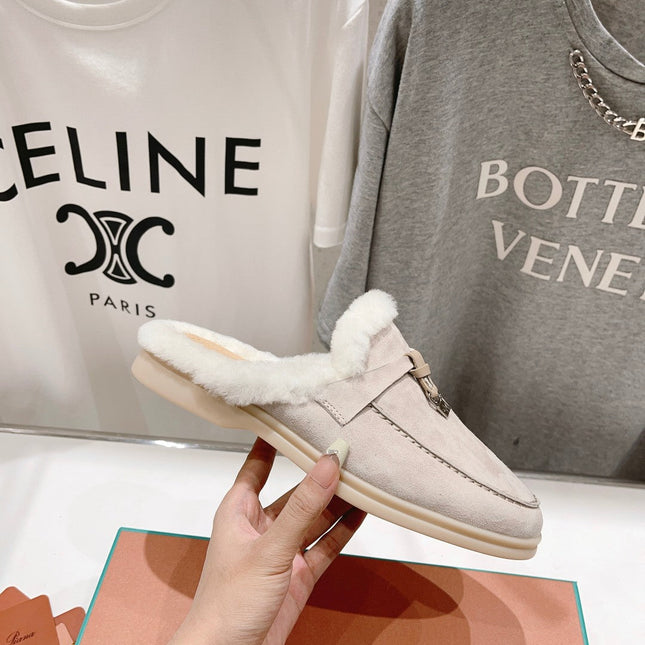 LP CHARMS WALK BABOUCHE LOAFERS CREAMY WHITE FLEECE