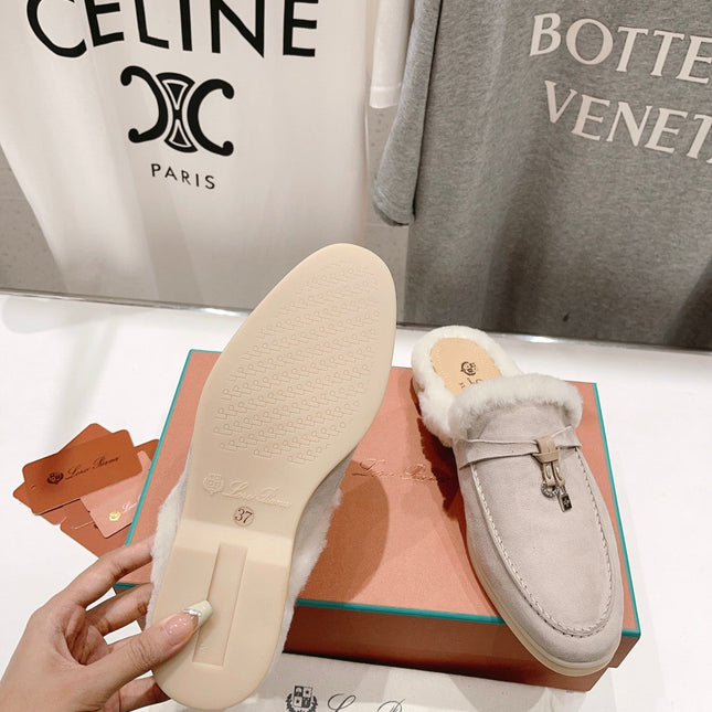 LP CHARMS WALK BABOUCHE LOAFERS CREAMY WHITE FLEECE