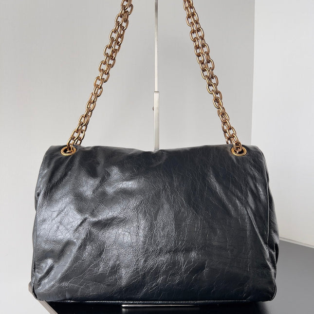 MONACO MEDIUM BAG 32 IN BLACK ARENA CALFSKIN GOLD HARDWARE