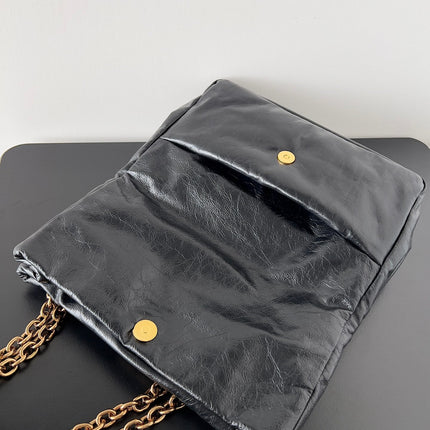 MONACO SMALL BAG 28 IN BLACK ARENA CALFSKIN GOLD HARDWARE