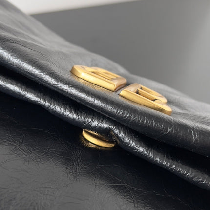 MONACO SMALL BAG 28 IN BLACK ARENA CALFSKIN GOLD HARDWARE