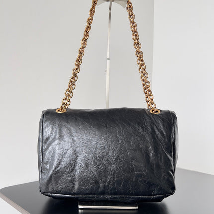 MONACO SMALL BAG 28 IN BLACK ARENA CALFSKIN GOLD HARDWARE