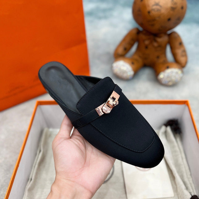 0Z Mule Black Silk Thick Cloth/Sheepskin