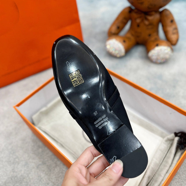 0Z Mule Black Silk Thick Cloth/Sheepskin