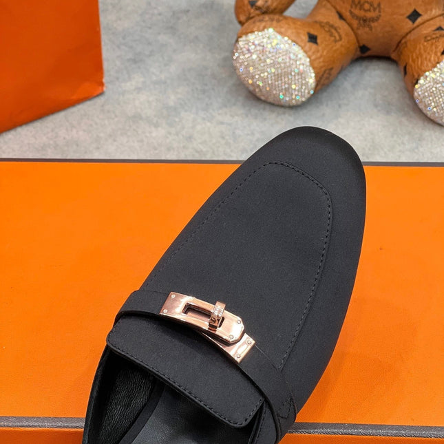 0Z Mule Black Silk Thick Cloth/Sheepskin