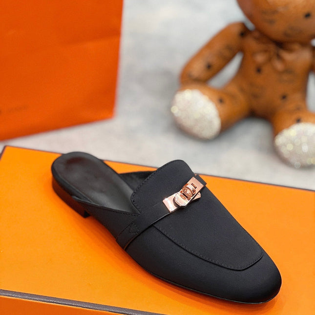 OZ Mule Black Silk Thick Cloth/Sheepskin