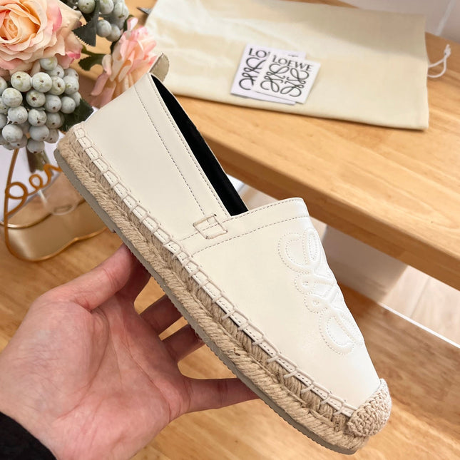 Loew Anagram Espadrille Ivory Black Leather