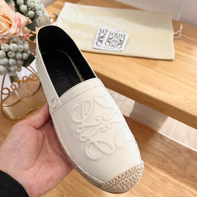 Loew Anagram Espadrille Ivory Black Leather