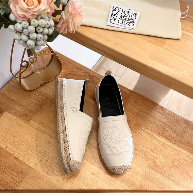 Loew Anagram Espadrille Ivory Black Leather