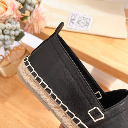 Loew Anagram Espadrille Black Leather