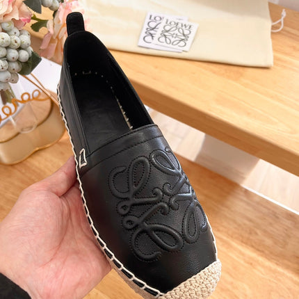 Loew Anagram Espadrille Black Leather