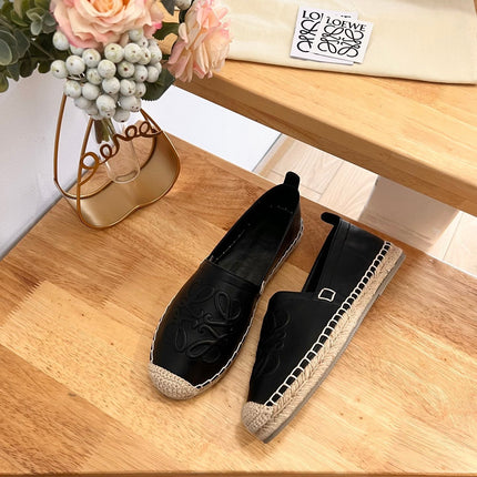 Loew Anagram Espadrille Black Leather