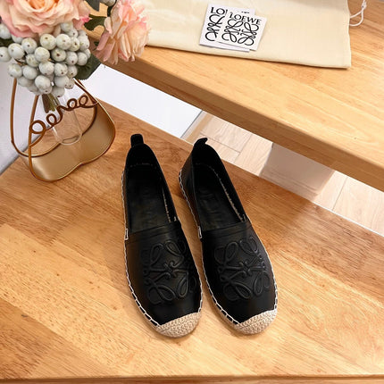 Loew Anagram Espadrille Black Leather