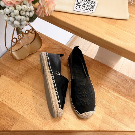 Loew Anagram Espadrille Black Leather