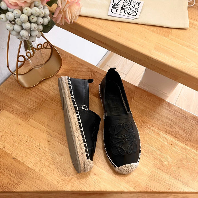 Loew Anagram Espadrille Black Leather