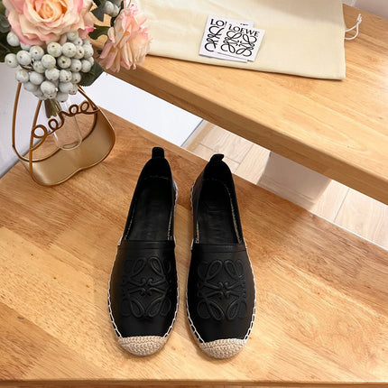 Loew Anagram Espadrille Black Leather