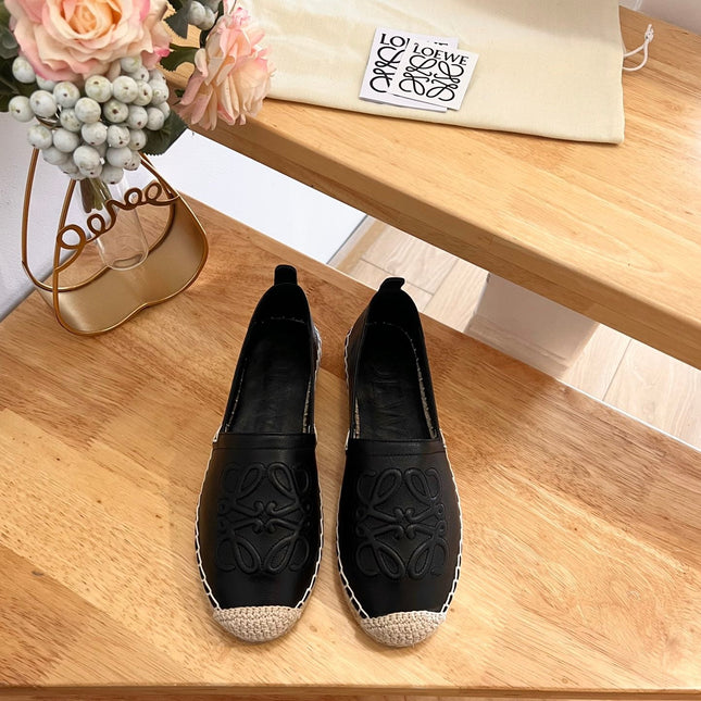 Loew Anagram Espadrille Black Leather