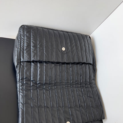 MONACO BAG 43 IN BLACK QUILTED THIN CALFSKIN SILVER HARDWARE