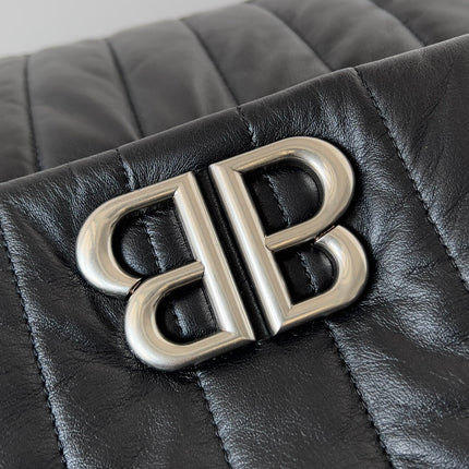 MONACO BAG 43 IN BLACK QUILTED THIN CALFSKIN SILVER HARDWARE