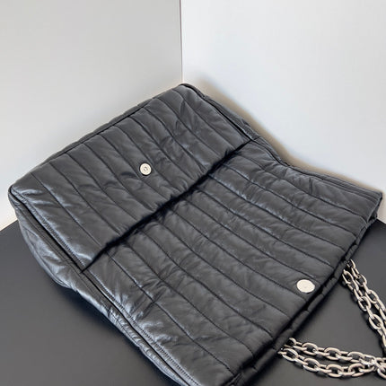 MONACO BAG 32 IN BLACK QUILTED THIN CALFSKIN SILVER HARDWARE