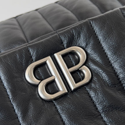 MONACO BAG 32 IN BLACK QUILTED THIN CALFSKIN SILVER HARDWARE