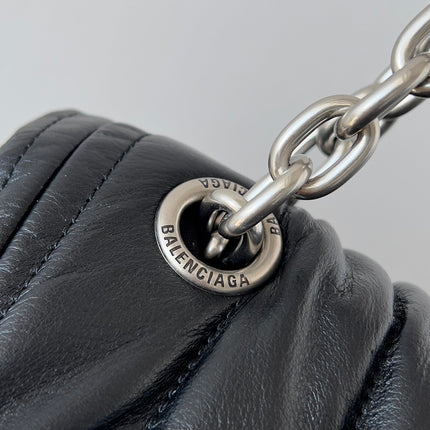 MONACO BAG 32 IN BLACK QUILTED THIN CALFSKIN SILVER HARDWARE