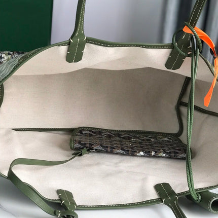 SAINT LOUIS PM BAG 34 IN GREEN MIX BLACK GOYARDINE CANVAS