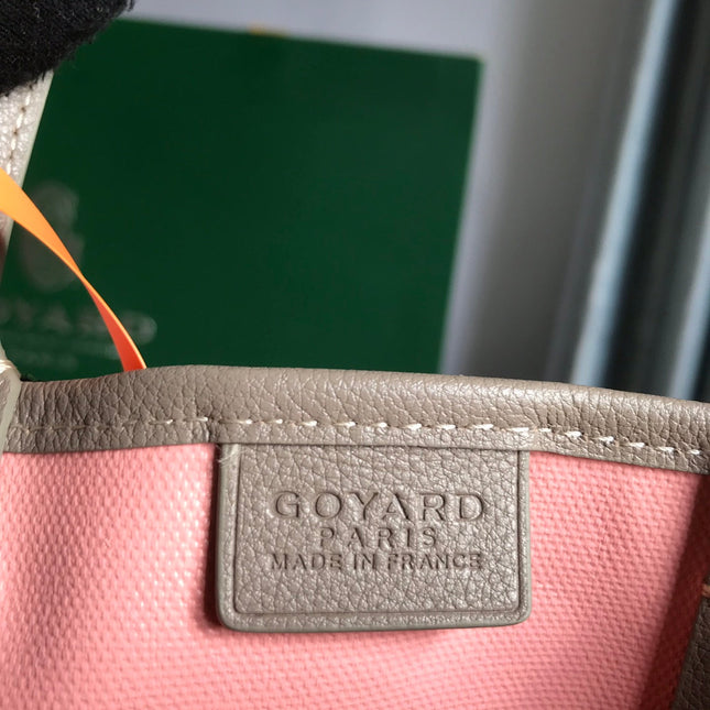 POITIERS CLAIRE-VOIE BAG 24 IN GREY MIX PINK GOYARDINE CANVAS AND CALFSKIN