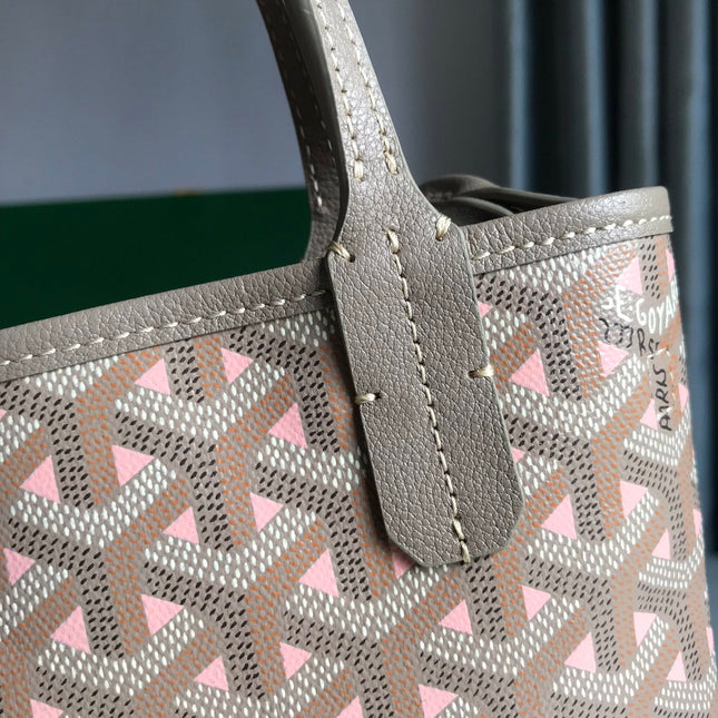 POITIERS CLAIRE-VOIE BAG 24 IN GREY MIX PINK GOYARDINE CANVAS AND CALFSKIN