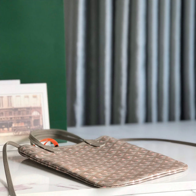 POITIERS CLAIRE-VOIE BAG 24 IN GREY MIX PINK GOYARDINE CANVAS AND CALFSKIN