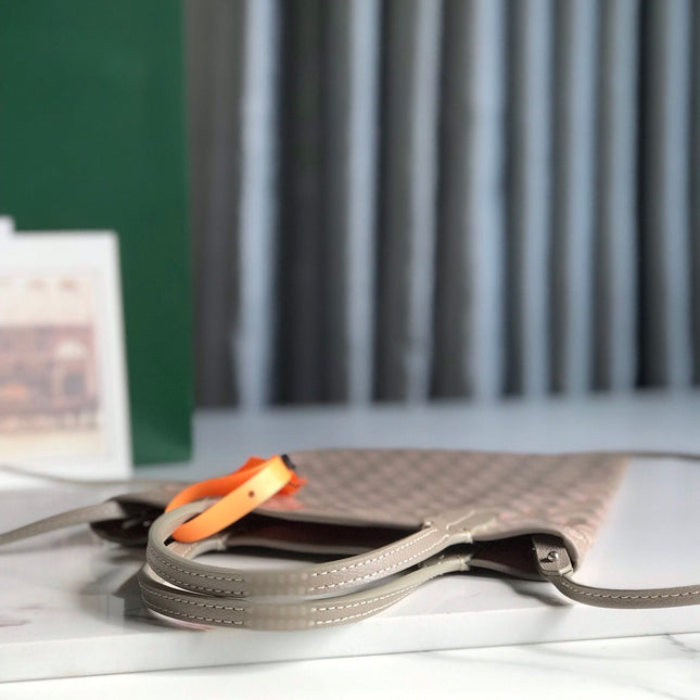 POITIERS CLAIRE-VOIE BAG 24 IN GREY MIX PINK GOYARDINE CANVAS AND CALFSKIN