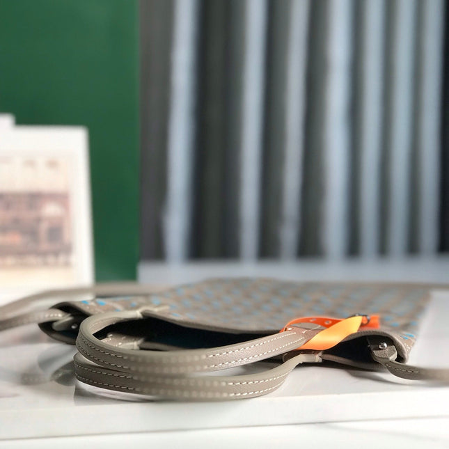 POITIERS CLAIRE-VOIE BAG 24 IN GREY MIX BLUE GOYARDINE CANVAS AND CALFSKIN