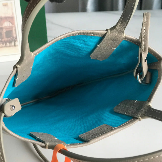 POITIERS CLAIRE-VOIE BAG 24 IN GREY MIX BLUE GOYARDINE CANVAS AND CALFSKIN