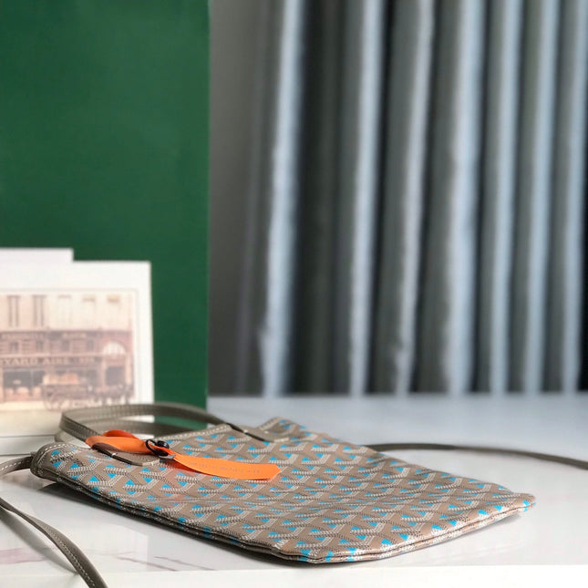 POITIERS CLAIRE-VOIE BAG 24 IN GREY MIX BLUE GOYARDINE CANVAS AND CALFSKIN