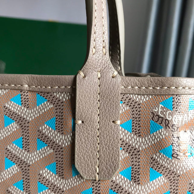 POITIERS CLAIRE-VOIE BAG 24 IN GREY MIX BLUE GOYARDINE CANVAS AND CALFSKIN