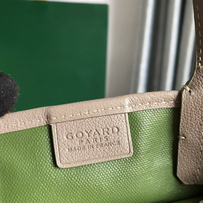 POITIERS CLAIRE-VOIE BAG 24 IN GREY MIX GREEN GOYARDINE CANVAS AND CALFSKIN