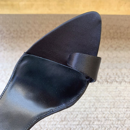 GAP CRYSTAL-BUCKLE SLIDE SANDALS IN BLACK SILK