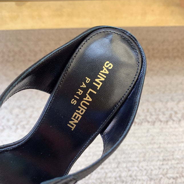 GAP CRYSTAL-BUCKLE SLIDE SANDALS IN BLACK SILK