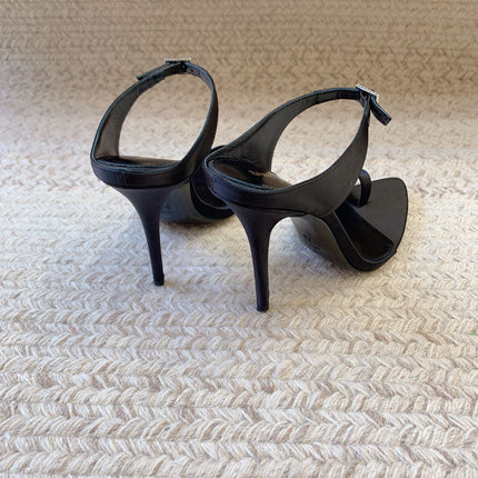 GAP CRYSTAL-BUCKLE SLIDE SANDALS IN BLACK SILK