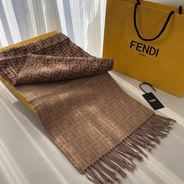 FF 180 CM SCRAF IN CHOCOLATE BROWN CASHMERE AND WOOL