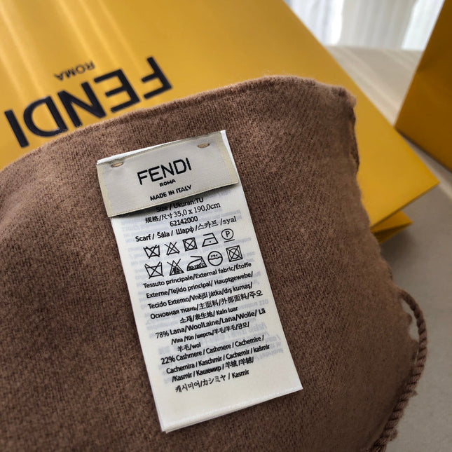 FF 180 CM SCRAF IN CHOCOLATE BROWN CASHMERE AND WOOL