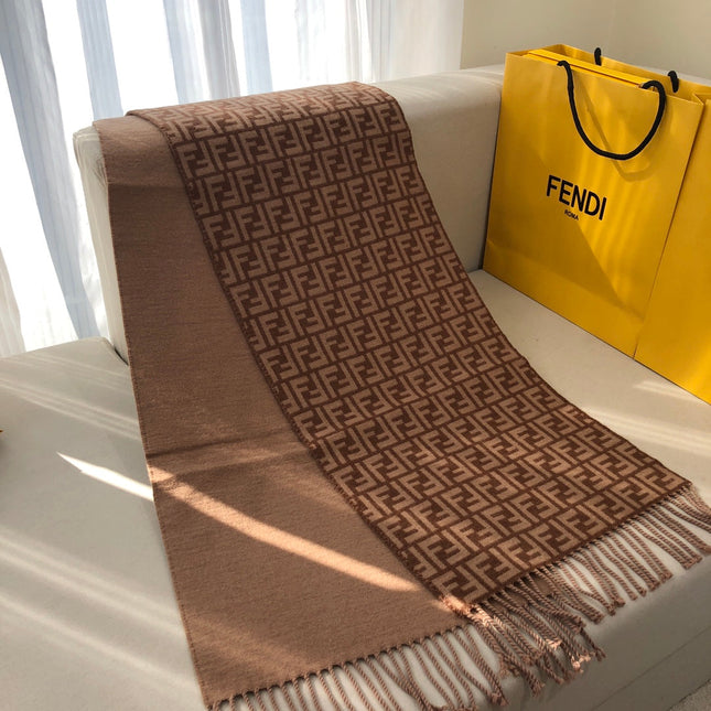 FF 180 CM SCRAF IN CHOCOLATE BROWN CASHMERE AND WOOL