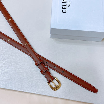 CL MINI 18 MM WESTERN BELT IN BRONZE BROWN CALFSKIN GOLD HARDWARE