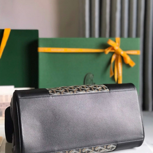 SAIGON SOUPLE BAG 34 IN BLACK GOYARDINE CANVAS AND CALFSKIN