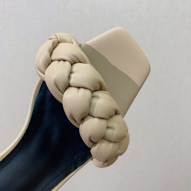 BALMAIN 25S ANKLE STRAP HIGH HEEL 95MM IN BEIGE GRAY CALFSKIN